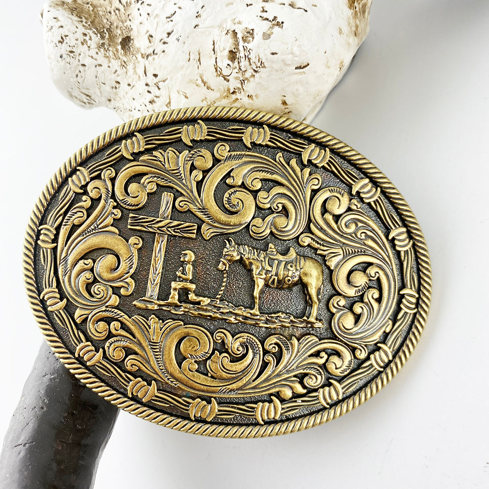 Boucle De Ceinture Cowgirl à Strass Bleus - Occasion - Style Western
