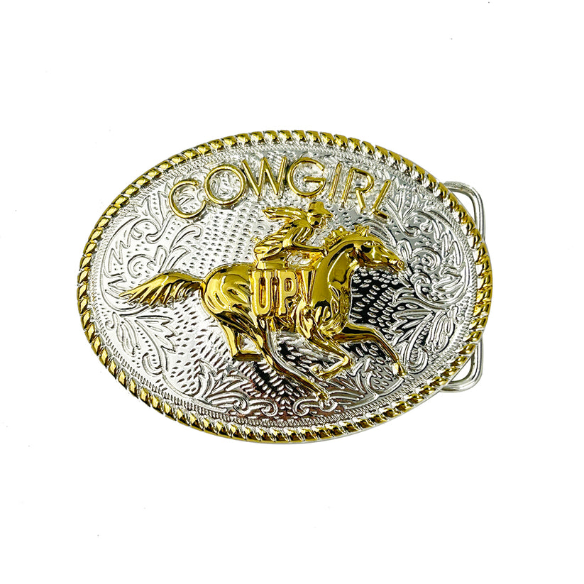 Western Cowgirl Riding Horse Belt Buckle – Belt Buck